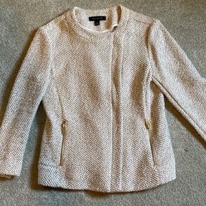 Ann Taylor Zippered Cardigan Off-White